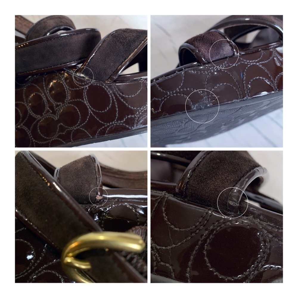 COACH Marlla Stitched Wedges - Dark Brown - Picture 8 of 8